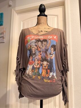 Dragon Ball Z Upcycled Fringe Shirt – Size Large